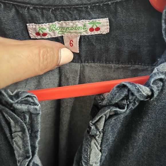 Kids Bonpoint denim ruffled shirt, age 6 - Picture 2 of 2